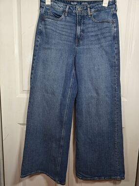 Old Navy Extra High Rise Super Wide Leg Jeans Womens Size 8 Medium Blue Denim
